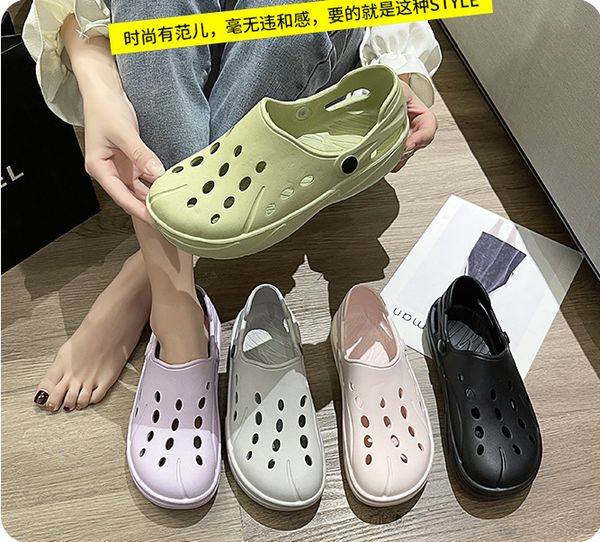 

sandals large size slippers hole shoes women summer non slip platform sandals couple new casual nurse shoes ha6930-11, Black