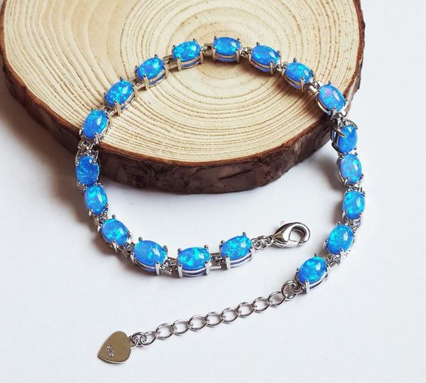 

bangle fashion 7.5 inches lady's nice oval blue fire opal bracelets for gift, Black