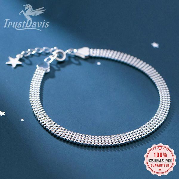 

bangle trustdavis minimalist authentic 925 sterling silver fashion beads net chain bracelets for women wedding fine s925 jewelry db475, Black