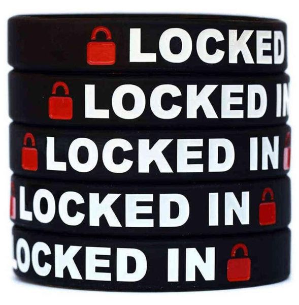 

300pcs locked in wristbands silicone bracelets01234563913535, Black