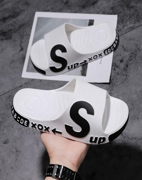 

slippers men039s summer home indoor couples wear thick soled antiskid sandals wo slides men 2204081735088, Black