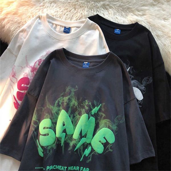 

2023 men t shirt short sleeve rhude tess designer casual fashion 100% cotton plain oversized tshirt heavy weight custom foam 3d puff print t, White;black