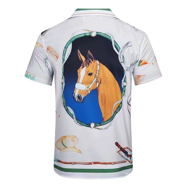 

summer shirt designer shirts polos neck short sleeve cotton button hawaiian style seaside men flower stripe flying fish pattern lightweight, White;black