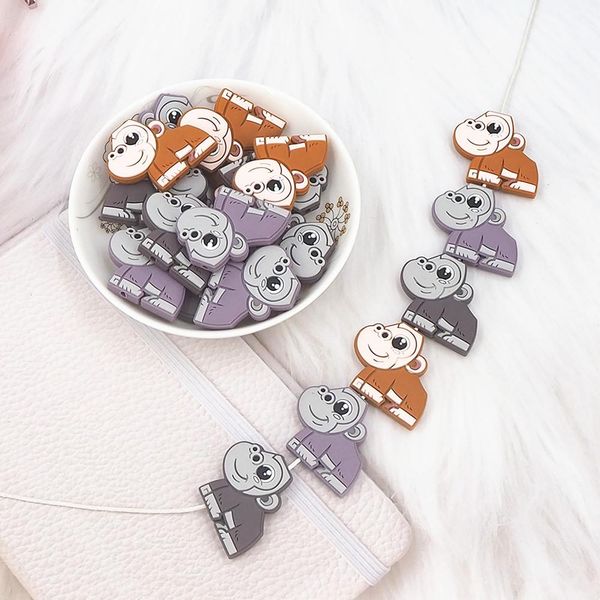 

crystal chenkai 50pcs silicone chimpanzees beads bpa animal bead diy teething infant chewable dummy necklace pacifier accessories