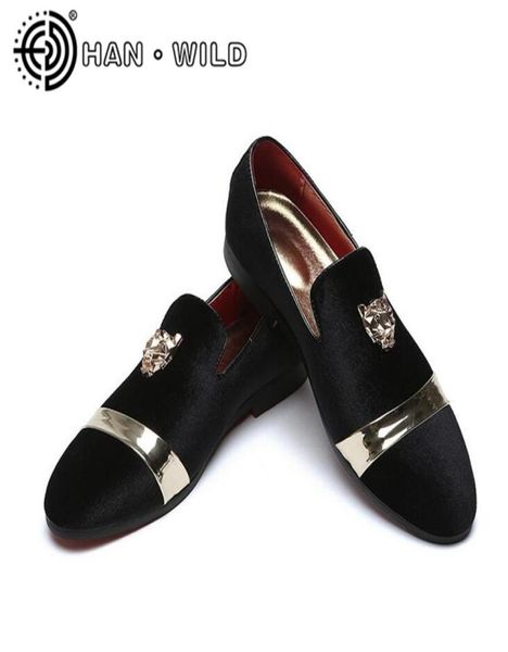 

new fashion gold men velvet dress shoes plus size mens handmade loafers men39s flats party and wedding shoes4101902, Black