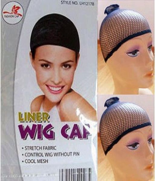 

ship 20 pcs new fishnet wig cap stretchable elastic hair net snood wig cap hair net wig net1074912, Black;brown