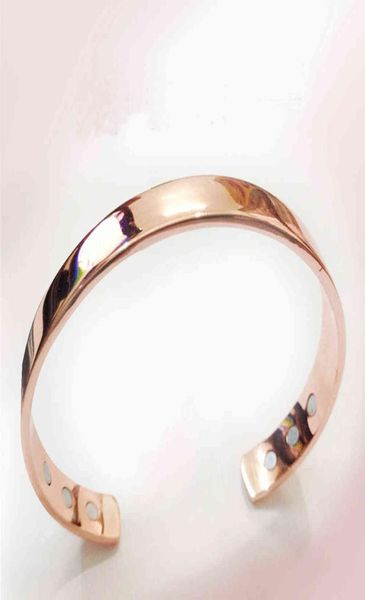 

pure copper magnet energy health open bangle plated rose gold color simple bracelet healthy healing jewelry gift4983022, Black