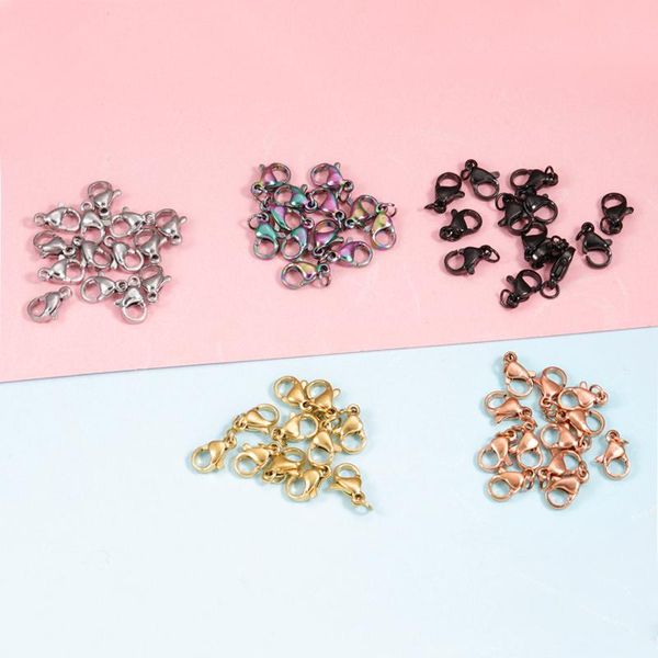 

polish fnixtar 100pcs/lot 9/10mm 304 stainless steel lobster clasps hooks end connectors for diy making jewelry findings components, Blue