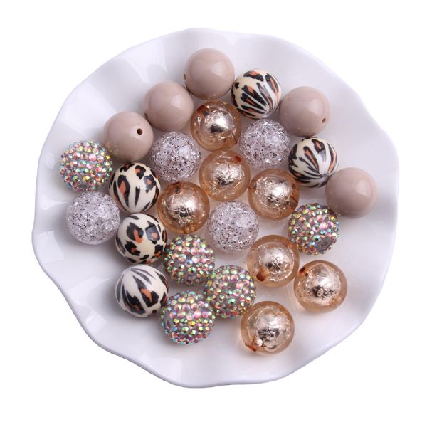 

crystal kwoi vita am053 champagne leopard mix set 20mm round acrylic chunky print beads for kids necklace jewelry making 50pcs a lot