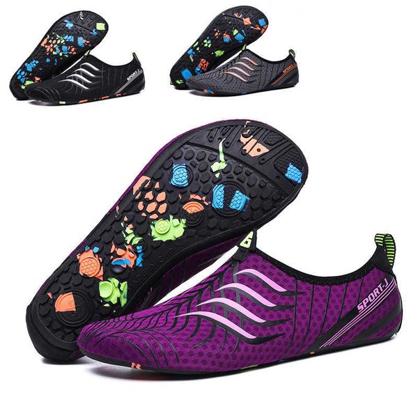 

men's women's beach with anti slip soft soles spring and summer diving snorkeling wading barefoot skin fitting swimming shoes for, Black