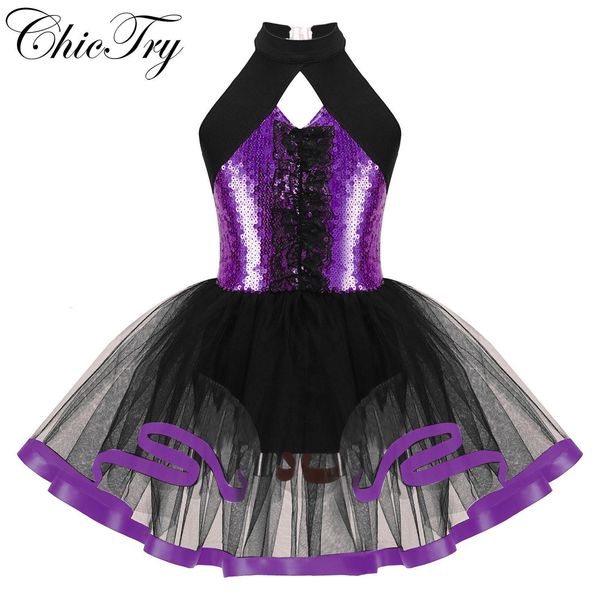 

dancewear kids girls shiny sequins ballet tutu dress halter neck gymnastics workout leotard modern latin jazz dancing performance costume 23, Blue