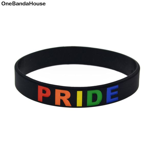

bangle obh 50pcs gay pride silicone rubber wristband 1/2 inch wide black