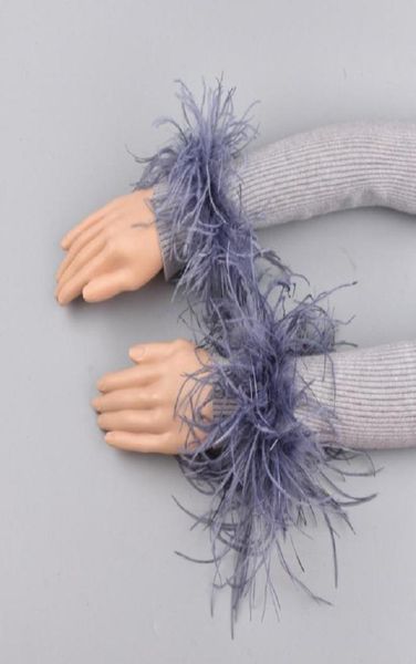 

elbow knee pads pair 2pcs women39s real ostrich feather slap bracelets long turkey cuff fur band wristband slaps s4060elbow5087895, Black;gray