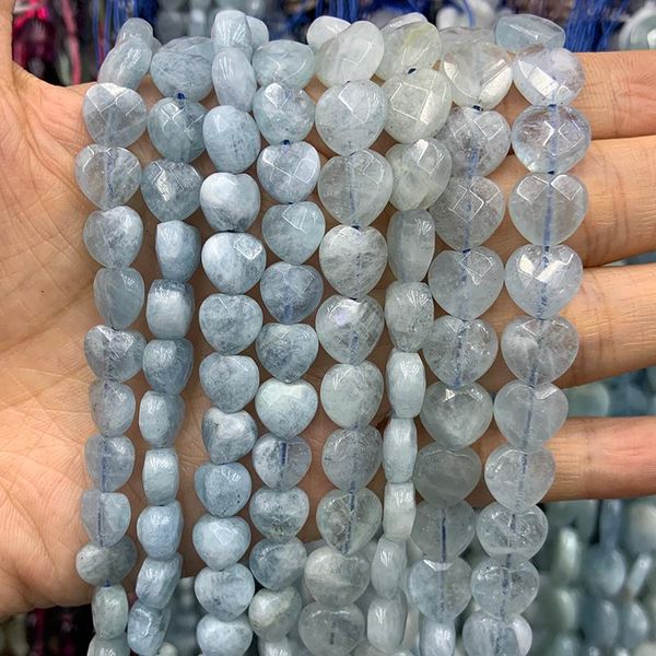

crystal natural aquamarins stone beads 15'' heart diy loose spacer beads for jewelry making women men beads bracelet necklace earr