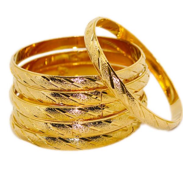 

bangle 6pcs/lot dubai gold bangles for women men 24k color ethiopian bracelets african jewelry saudi arabic wedding bride gift, Black