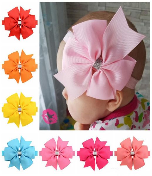 

baby girl headbands 43 inch bowknot elastic hair accessories for girls kids hairbands  colors fashion princess headdress headwe6099030, Slivery;white