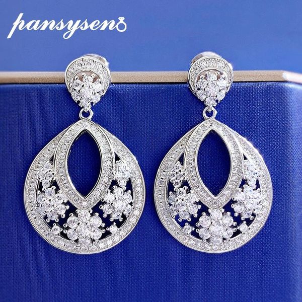 

knot pansysen new arrival pure silver 925 jewelry sparkling high carbon diamond gemstone dangle drop earrings for women wedding gift