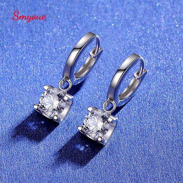 

huggie smyoue 2ct certified moissanite hoop earrings for women classic fourclaw luxury lab diamond ear earring s925 sterling silver, Golden;silver