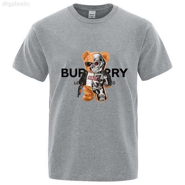 

men's t-shirts bear printed t shirt cotton print for me short sleeve printing us size men women hip hop vintage, White;black