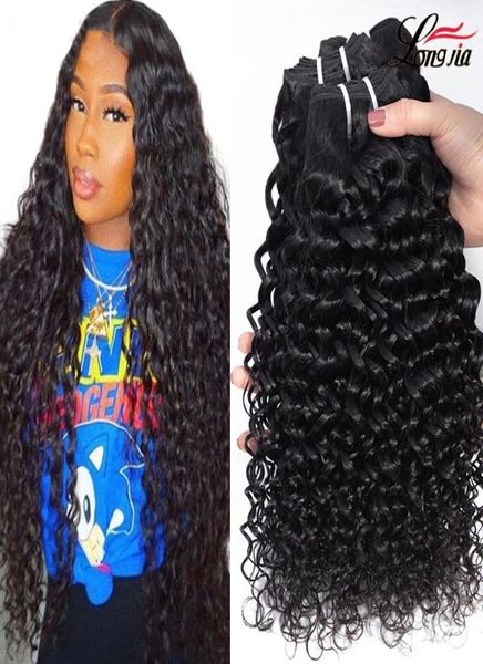 

peruvian water wave bundles human hair extensions 828inch 100 water wave human hair bundles natural color water wave virgin hair6222210, Black
