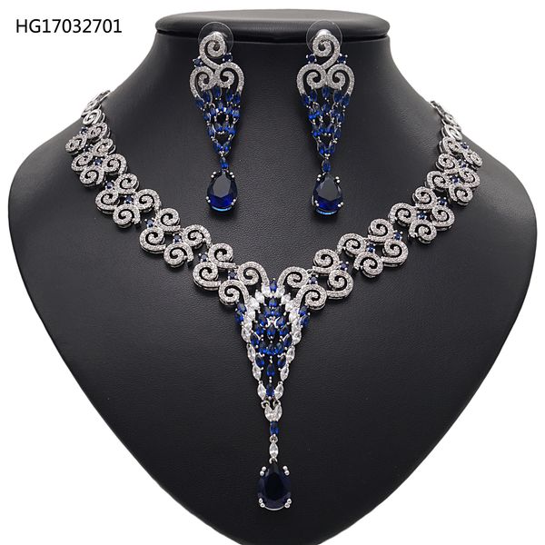 

yulaili cubic zirconia romantic necklace earrings bracelet ring full crystal jewelry set, Black