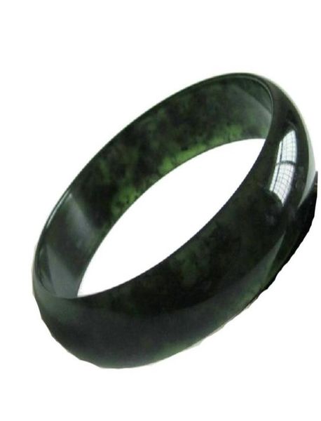 

5662mm natural dark green jade bracelet0123456789104303092, Black