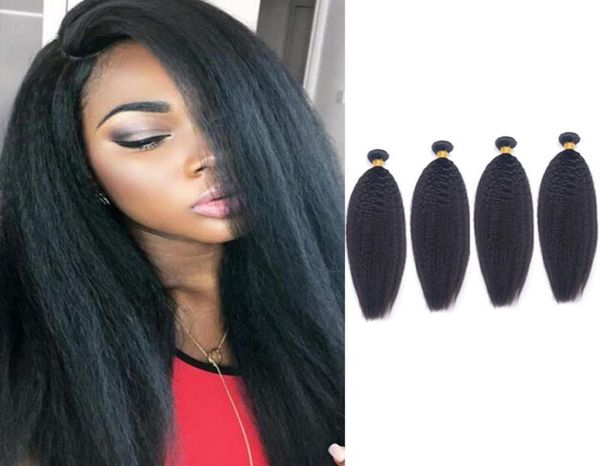

indian virgin hair kinky straight three bundles natural color 3 pieceslot 826inch indian raw human hair extensions3835501, Black