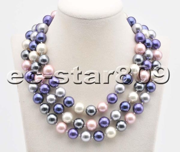 

necklaces d0329 50" 12mm black round south sea shell pearl necklace, Silver