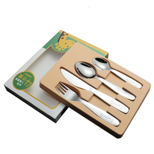 

4pcspack 304 stainless steel kids cutlery cartoon pattern carving children tableware westernstyle 230519