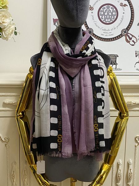 

women's long scarf scarves shawl 100% cashmere material thin and soft gradient pint pattern size 180cm- 130cm, Blue;gray