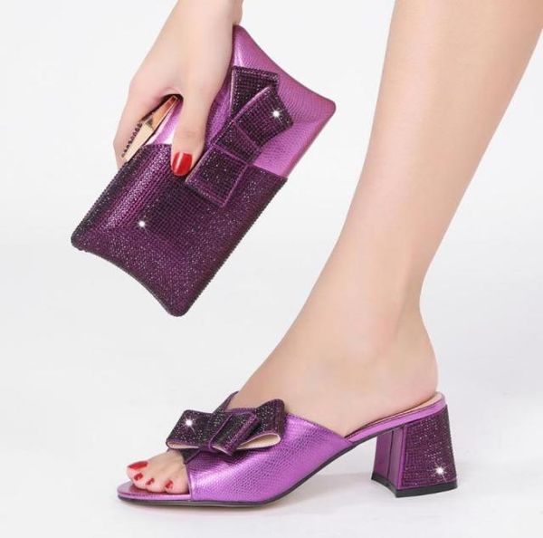 

slippers italian shoe with matching bags nigerian women wedding and bag set decorated rhinestone luxury3997138, Black