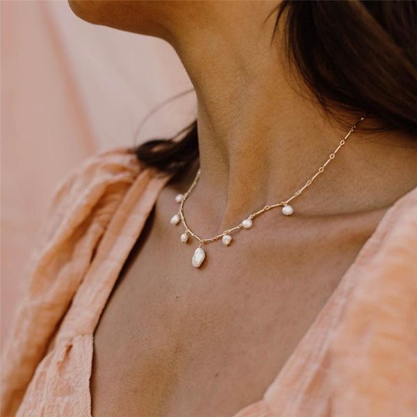 

necklaces natural baroque pearls necklace 14k gold filled necklace vintage choker handmade pearl pendants women necklace boho jewelry, Silver