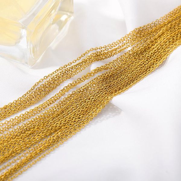 

polish 100pcs/lot bulk wholesale diy chains necklace never fade stainless steel jewelry 45 cm lobster clasp long chain choker for women, Blue