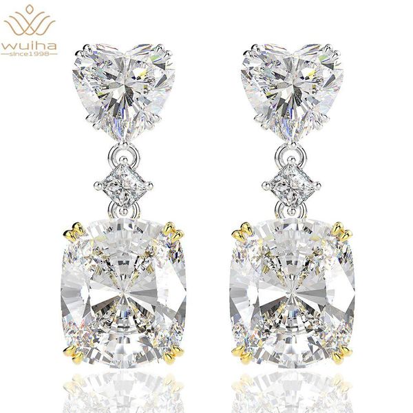 

knot wuiha luxury 100% 925 sterling silver heart created moissanite gemstone white gold drop dangle earrings fine jewelry wholesale