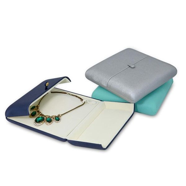 

boxes double open pu leather snap jewelry set box for ring earring necklace collection box proposal jewellery gift packaging case, Black;white