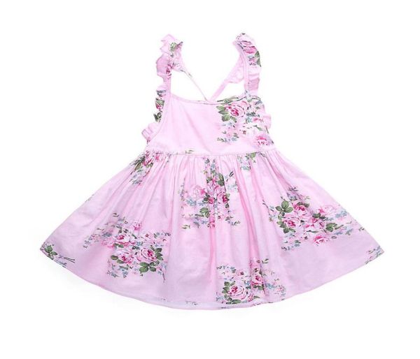 

summer pretty baby girls dresses blue pink 2 colors floral girl dress summer backless kids casual beaches girl clothes6038286, Red;yellow