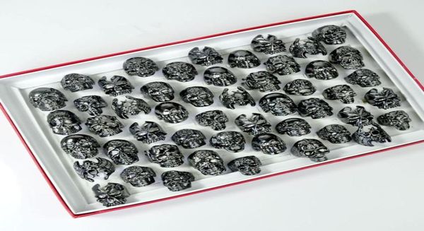 

mixed style mixed size gothic skull rings big size metal punk style rock men and women jewelry accessories biker gifts 0018625073, Silver