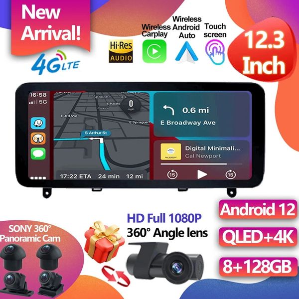 

for mercedes benz c class w204 s204 2007 2008 2009 2010 2011 2012 12.3 inch 1920*720 car audio gps android 12 multimedia player-2