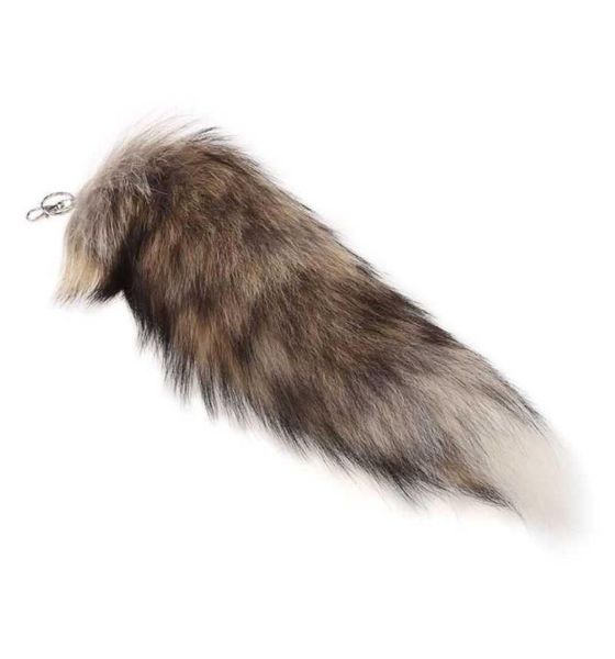 

large fox tail fur tassel bag tag keychain strap chain new g10191922779, Silver