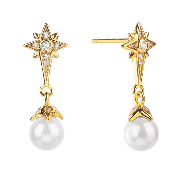

knot poulisa 8mm pearl star moissanite drop earrings 925 sterling silver mossan s925 dangle drops earrings for women hypoallergenic