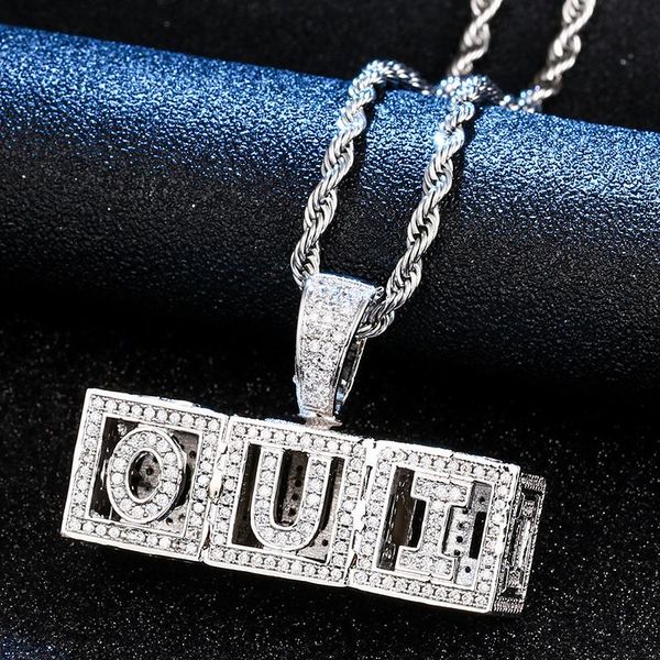

necklaces custom diy ietters pendant necklace hip hop jewelry men women ietters necklace iced out cubic zirconia pendant with rope chain, Silver