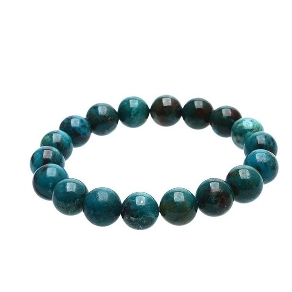 

bangle 8" 814mm natural a+ south africa chrysocolla smooth round loose beads stretch bracelet, Black