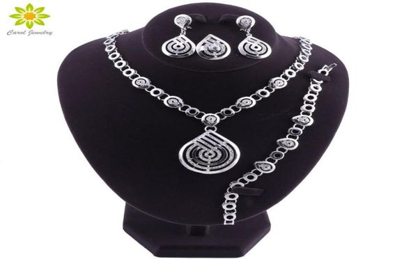 

earrings necklace nigerian wedding african beads water drop set for women party dubai accessories jewelry4003258, Silver