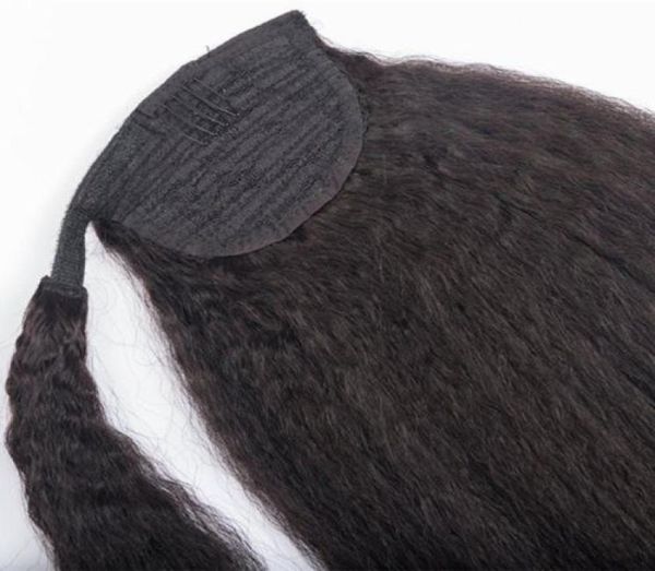

natural blow out kinky straight drawstring ponytail virgin clips human hair ponytail hair extension ponytail hair piece for black 9022185