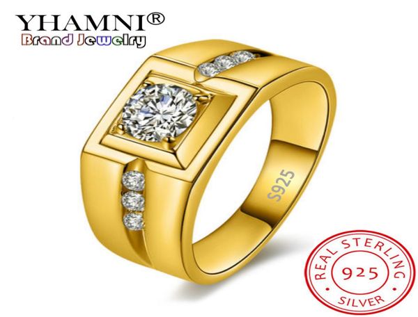 

yhamni original 925 sterling silver womanman lover039s ring cz crystal wedding engagement finger rings fashion jewelry gift yr6913005, Slivery;golden