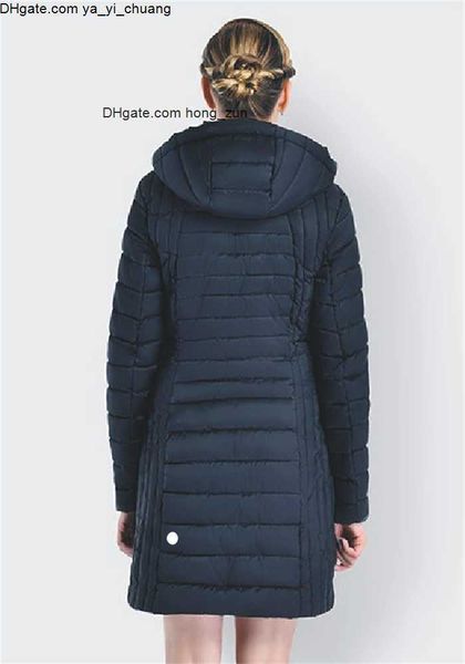 

yoga ll women's cotton down hooded jacket outfit solid color puffer coat sports long style winter outwear keep warm