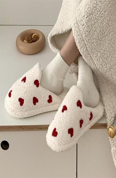 

slippers hanfeng simple and sweet love baotou cotton slipper winter fairy style home thermal insulation antislip plush shoes4614131, Black