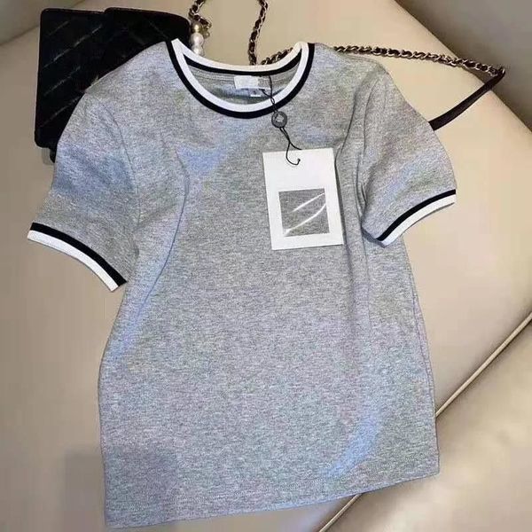 

high-quality cotton short style t-shirt summer women's grey short sleeve, White