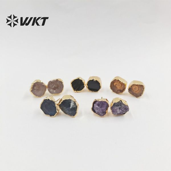 

stud wte673 wkt 2022 beautiful style irregular shape about 910mm earrings natural gemstones fashion trend jewelry earrings lady gi, Golden;silver