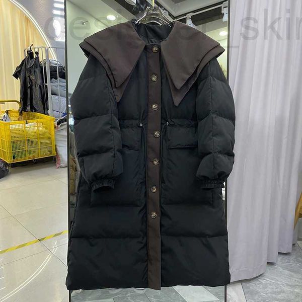 

women's down & parkas designer down jacket women's medium long knlength winter clothes loose thickened waist doll collar fashion c, Black